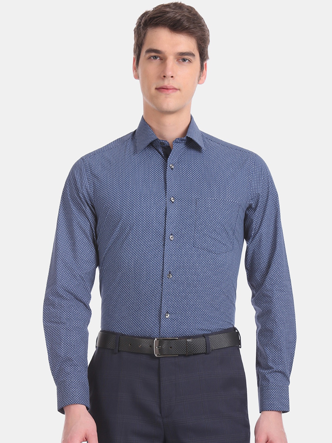 

Arrow Men Blue Slim Fit Printed Formal Shirt
