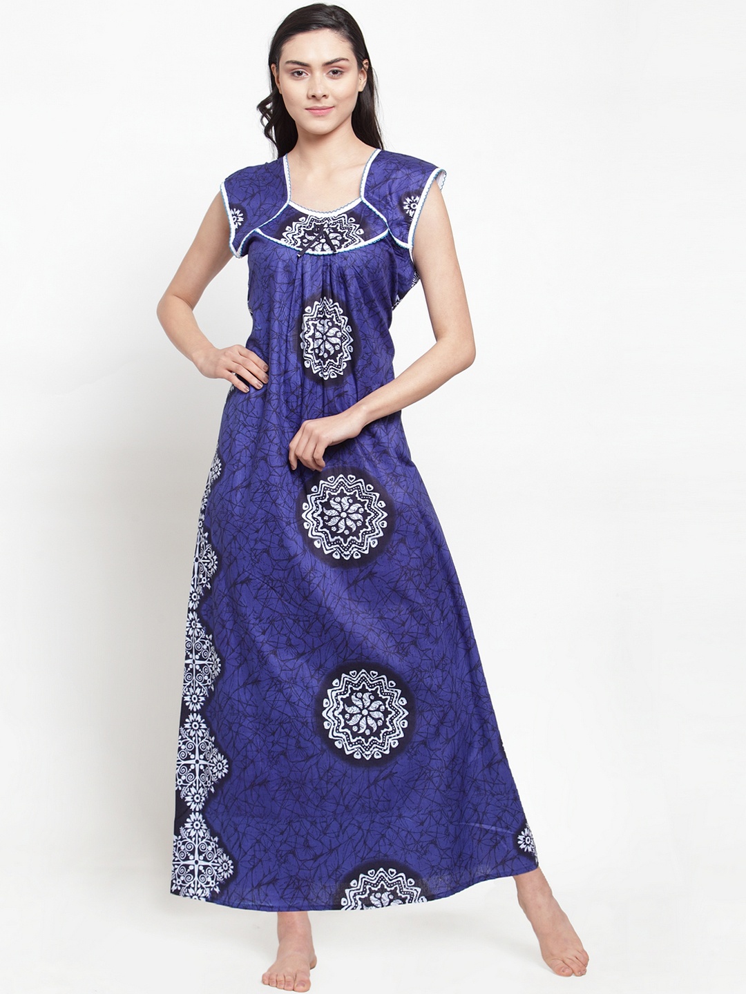 

Secret Wish Blue & White Printed Nightdress