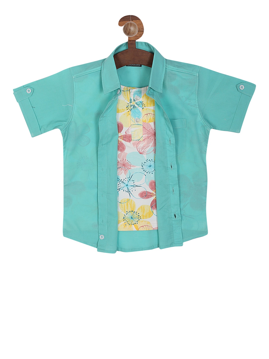 

RIKIDOOS Boys Sea Green Regular Fit Solid Casual Shirt