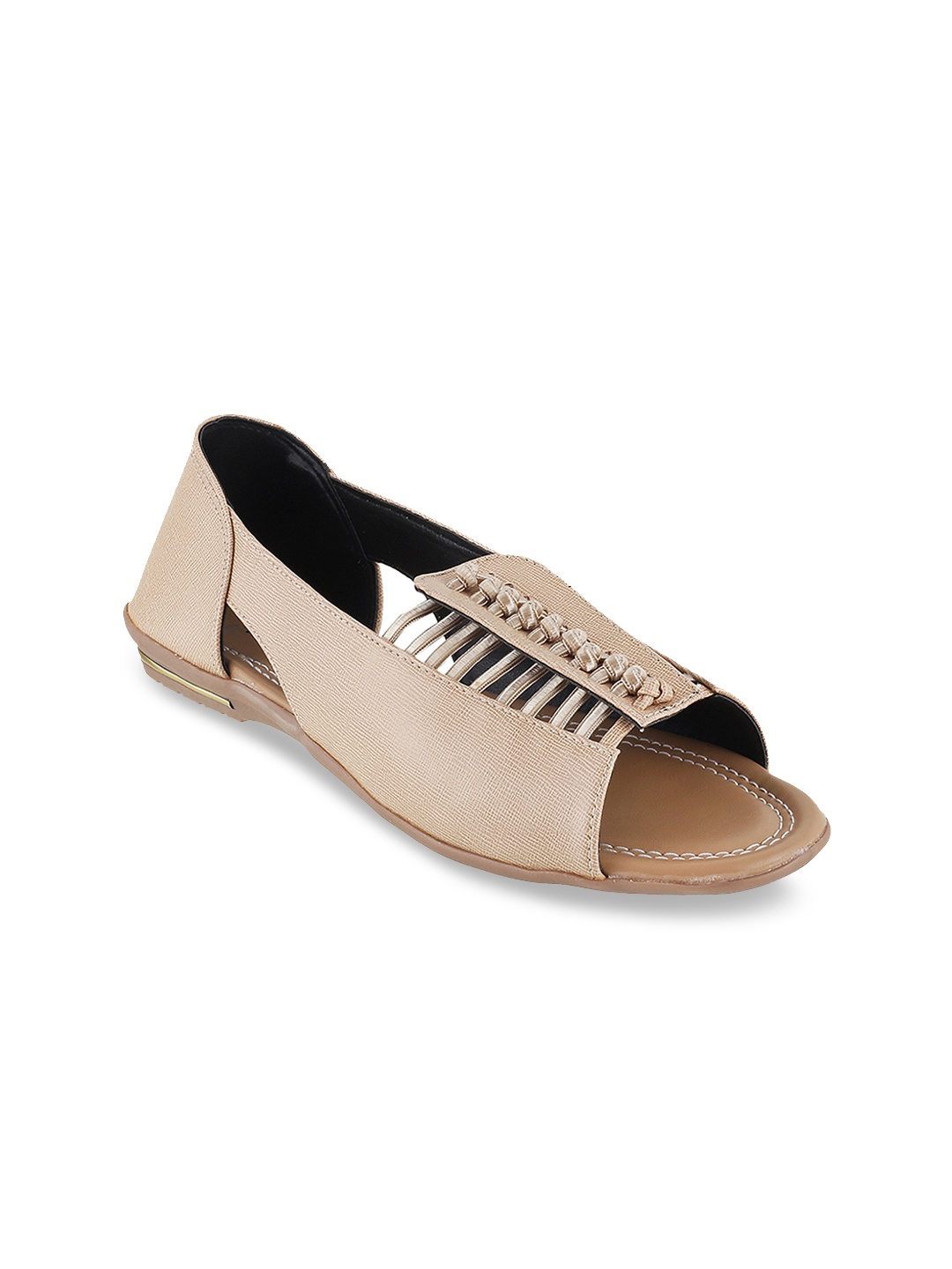 

WALKWAY by Metro Women Beige Woven Design Open Toe Flats