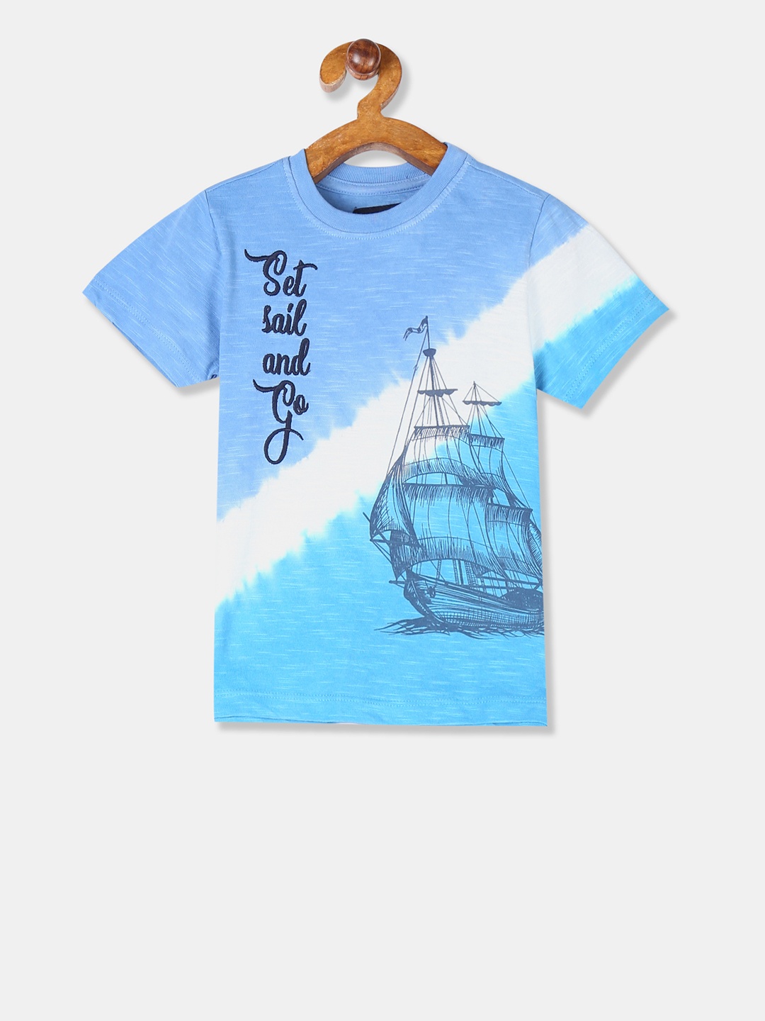 

Cherokee Boys Blue Printed Round Neck Pure Cotton T-shirt