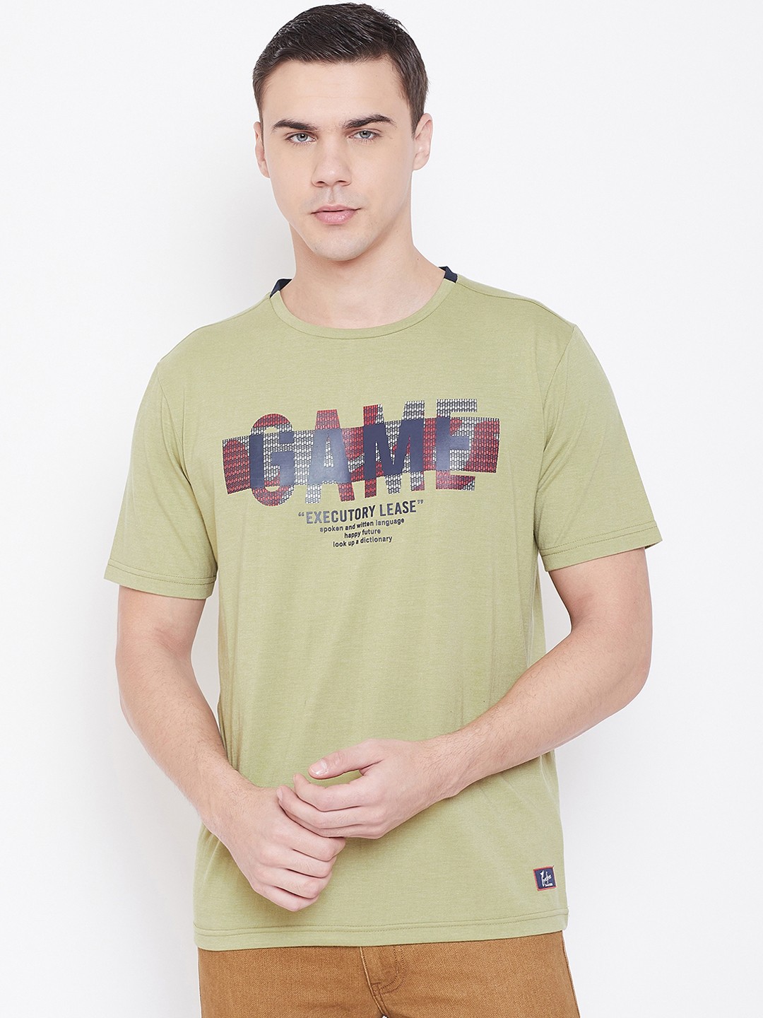 

NEVA Men Green Printed Round Neck T-shirt