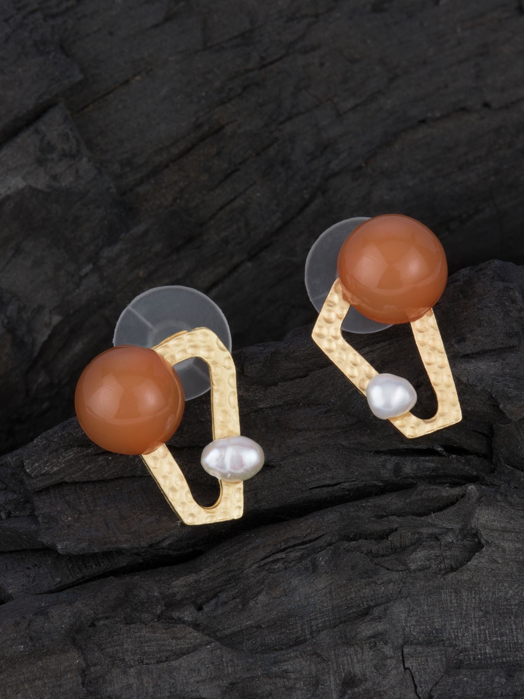 

E2O Gold-Plated & Brown Classic Studs