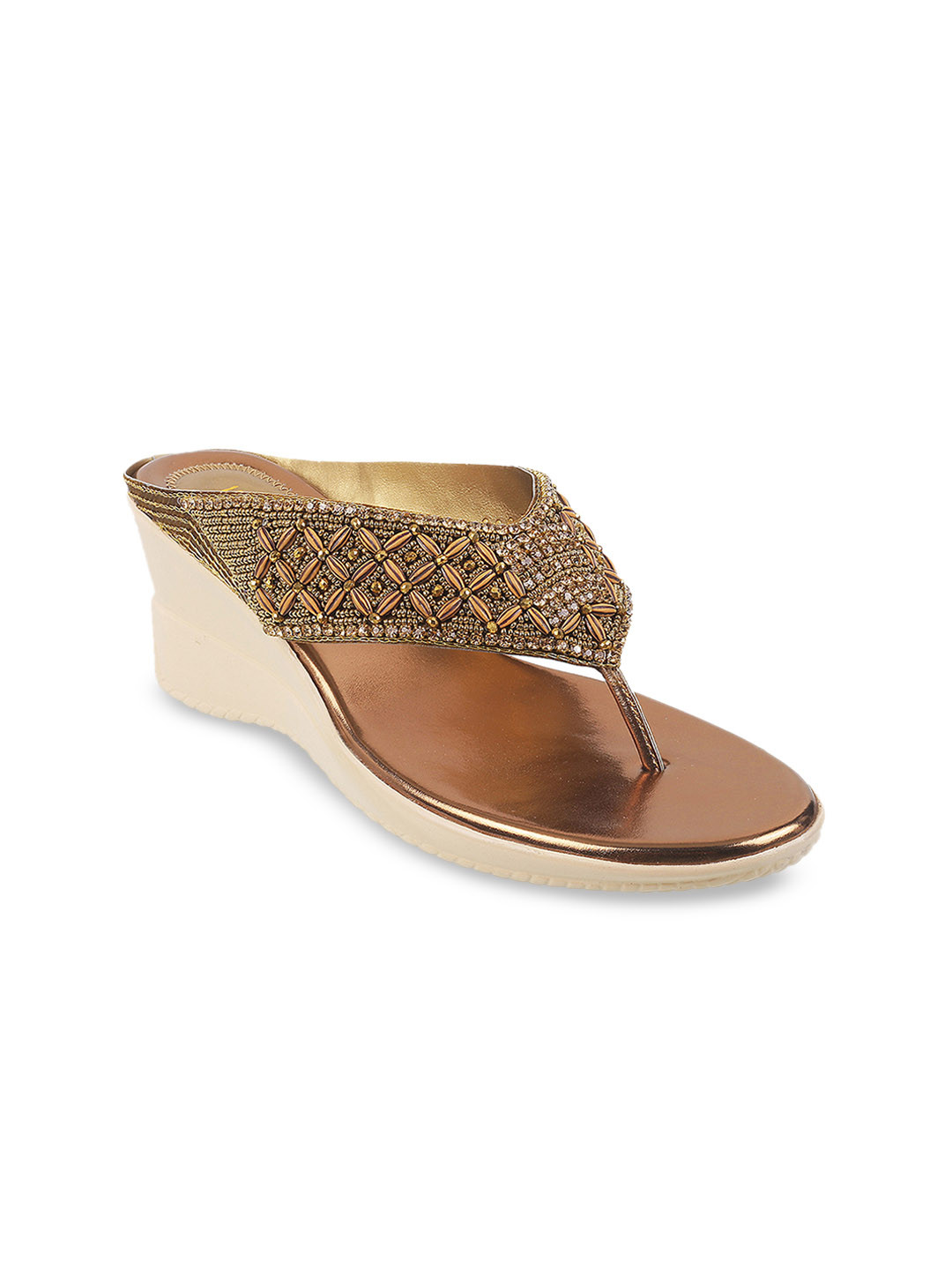 

WALKWAY by Metro Women Muted Gold-Toned Embellished Heels