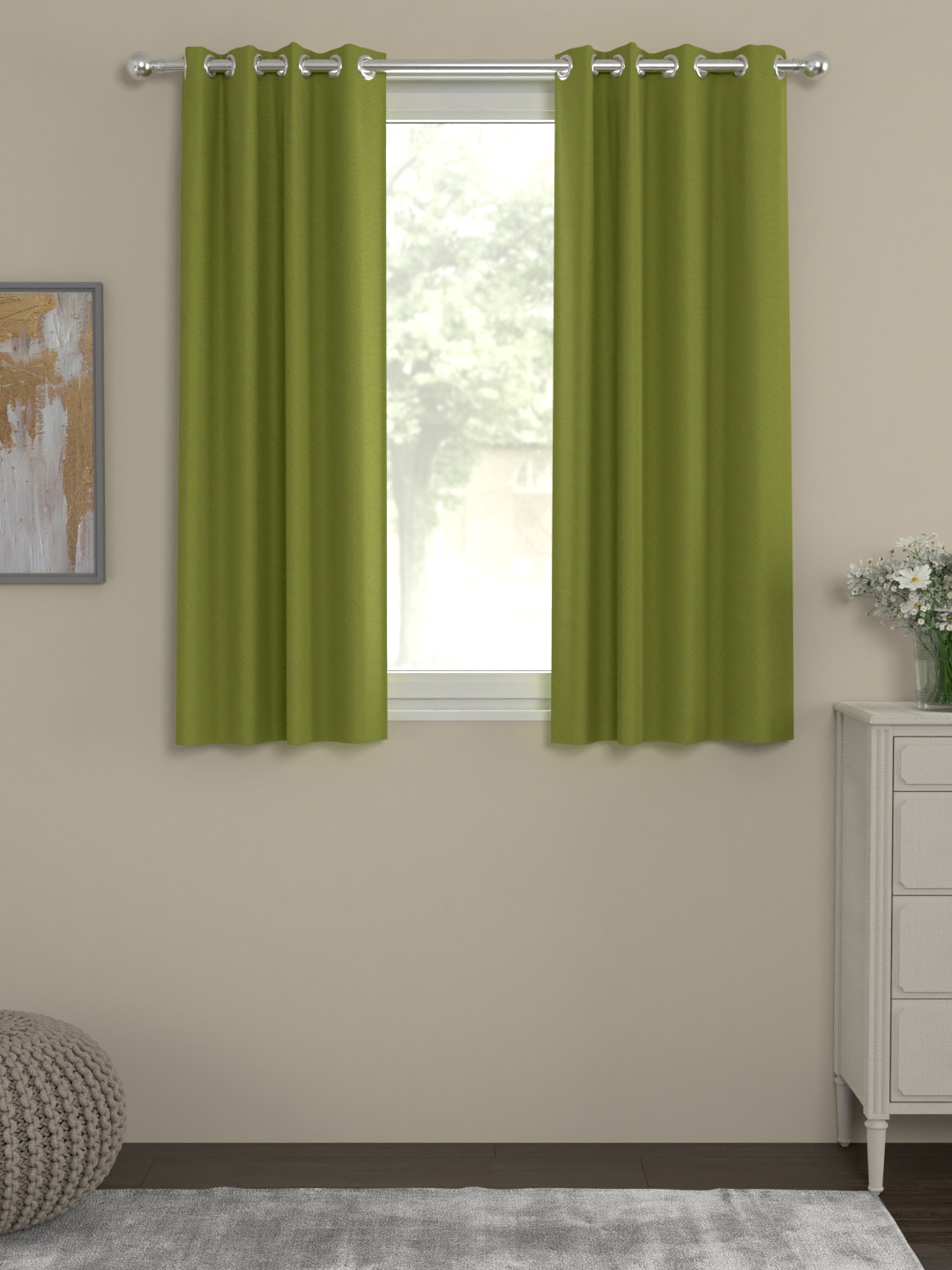 

ROSARA HOME Single Green Window Curtain