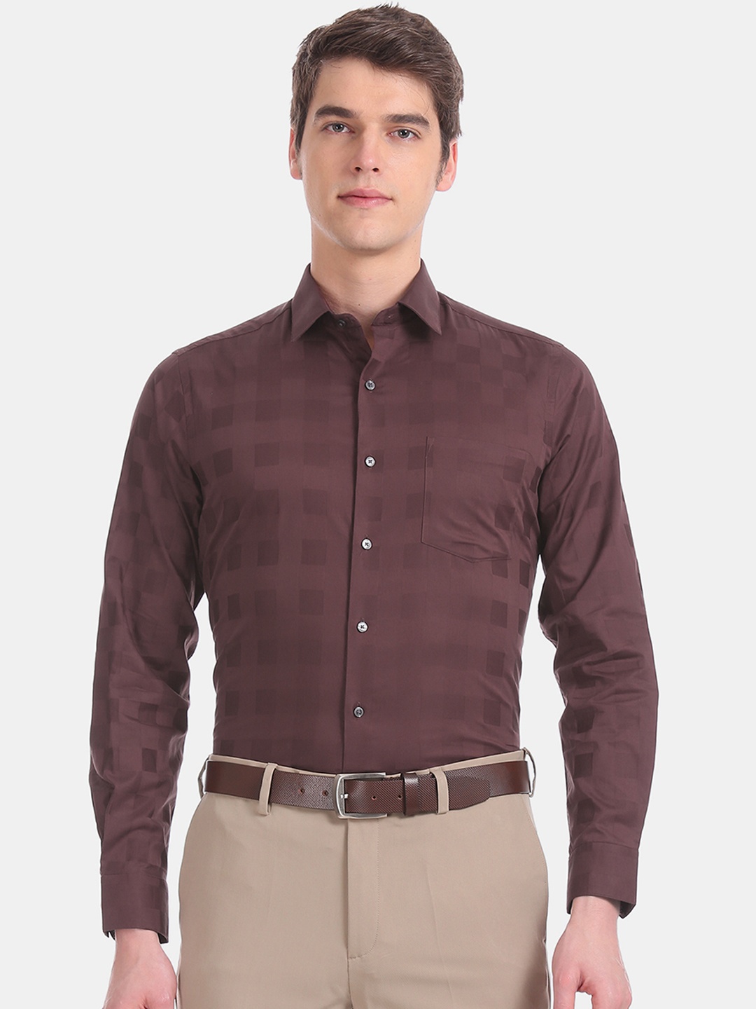 

Arrow Men Brown Slim Fit Checked Formal Shirt