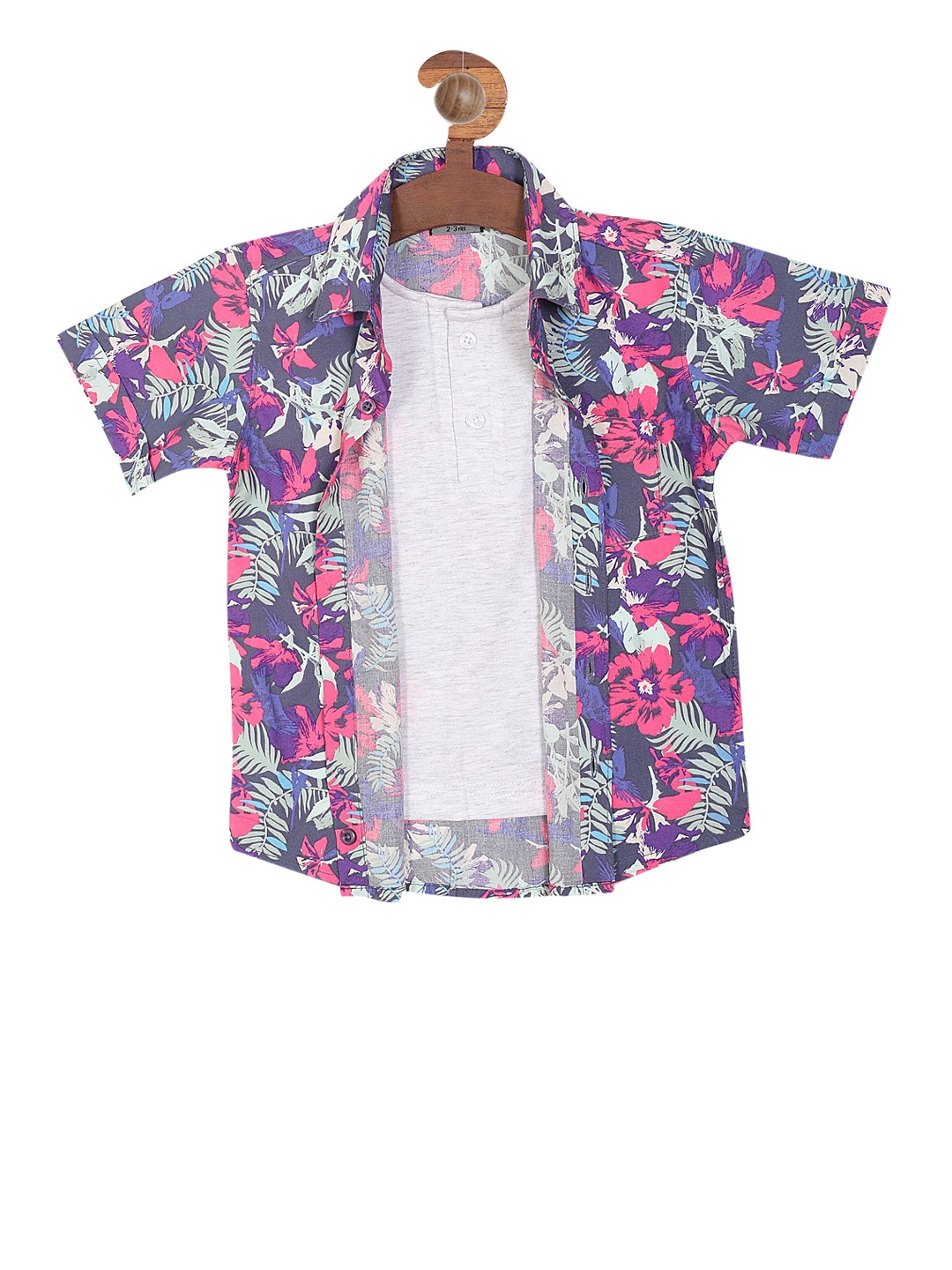 

RIKIDOOS Boys Purple & Grey Regular Fit Printed Casual Shirt