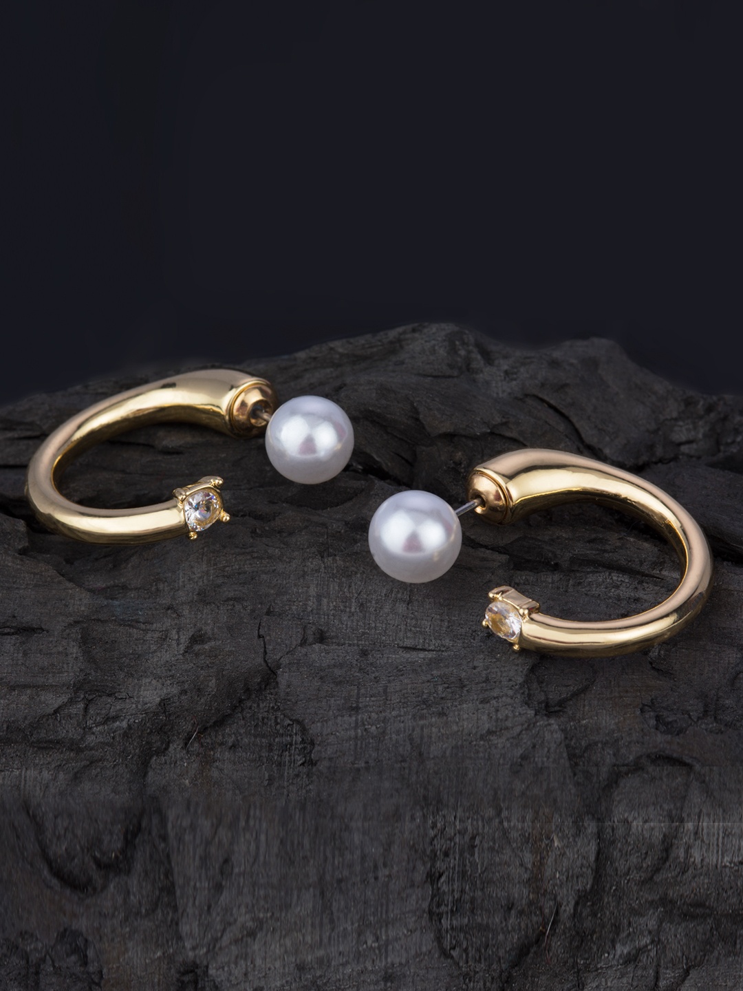 

E2O Gold-Plated Contemporary Half Hoop Earrings