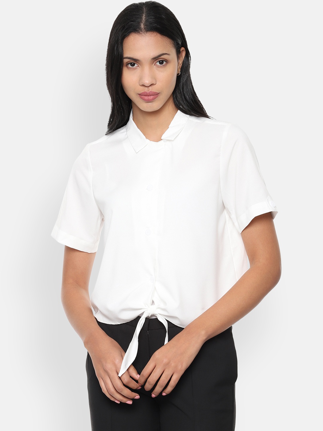 

Van Heusen Woman White Solid Shirt Style Top