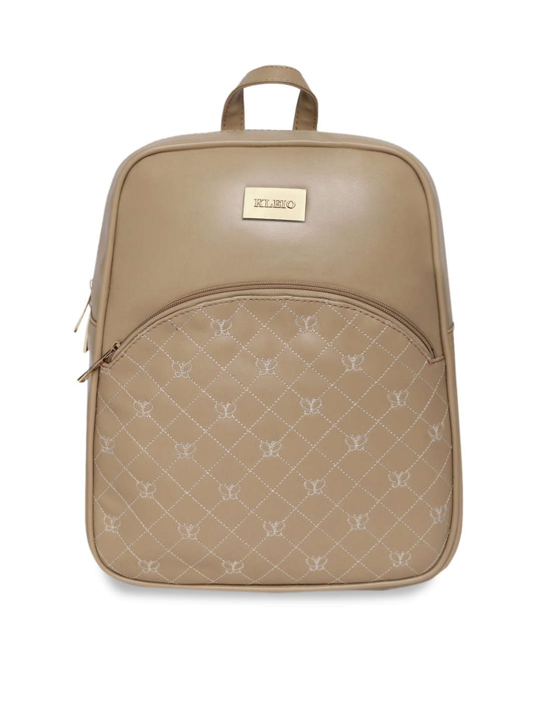 

KLEIO Women Vegan PU Quilted Backpack, Beige