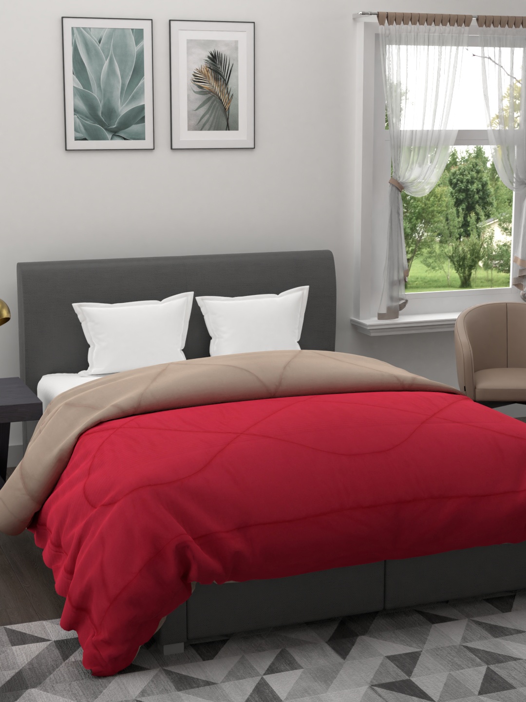 

Clasiko Pink & Taupe Solid AC Room 233 GSM Double Bed Comforter