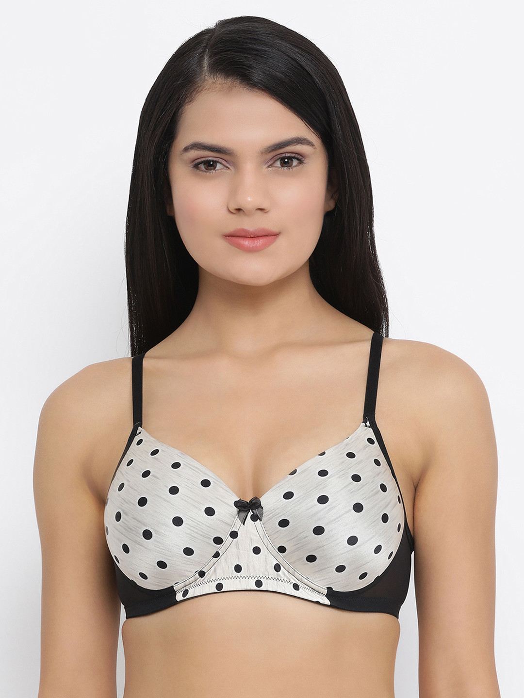 

Clovia Black & Grey Printed Non-Wired Lightly Padded T-shirt Bra BR1737T1332B