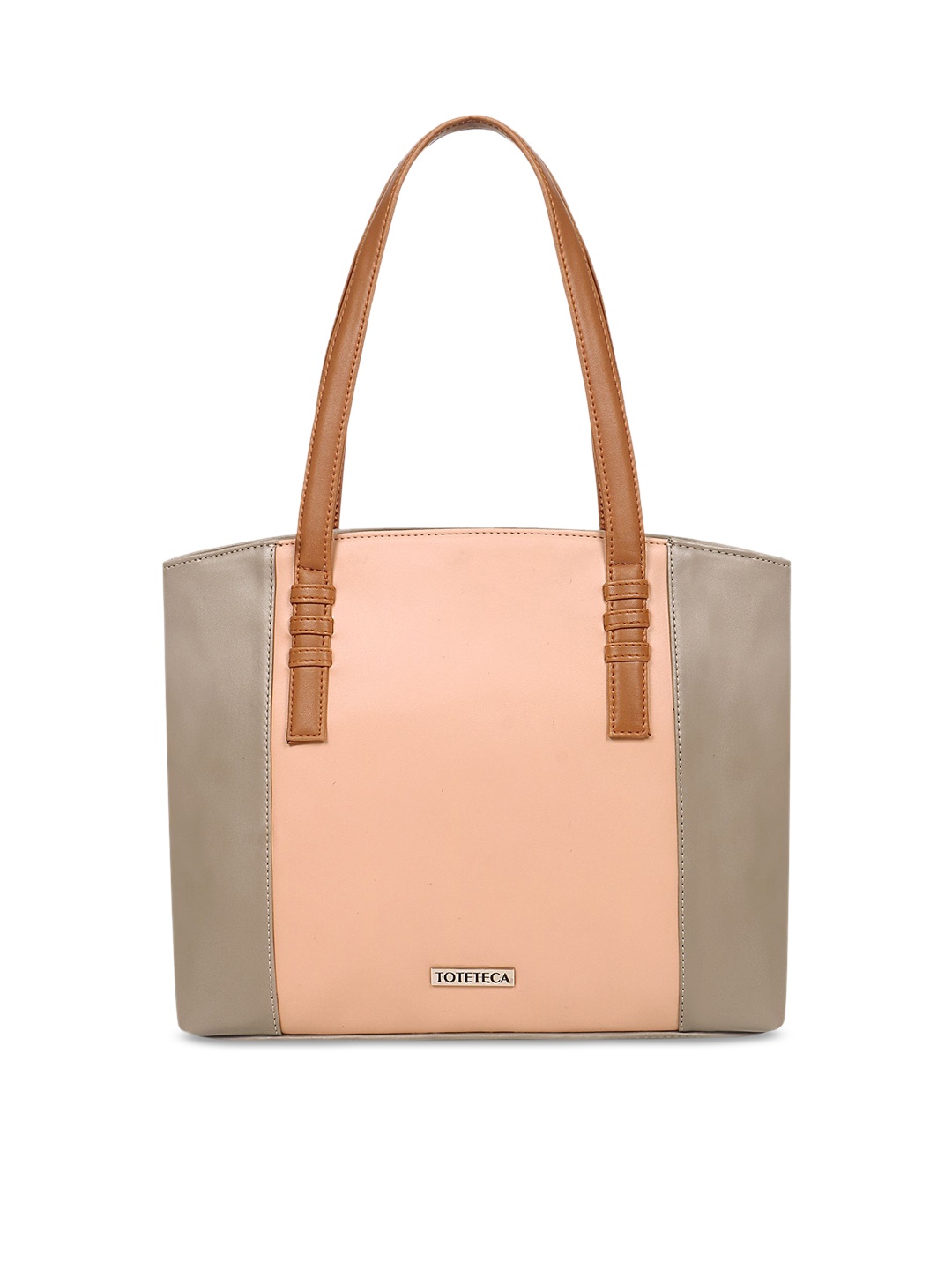 

Toteteca Pink & Beige Colourblocked Shoulder Bag