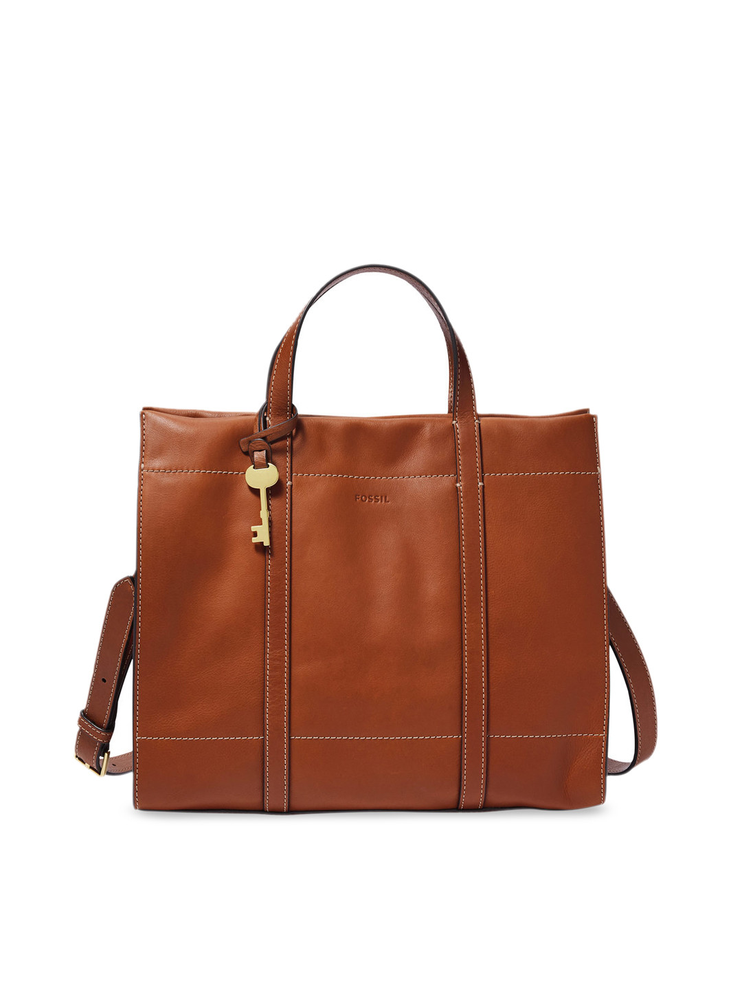 

Fossil Brown Solid Leather Handheld Bag