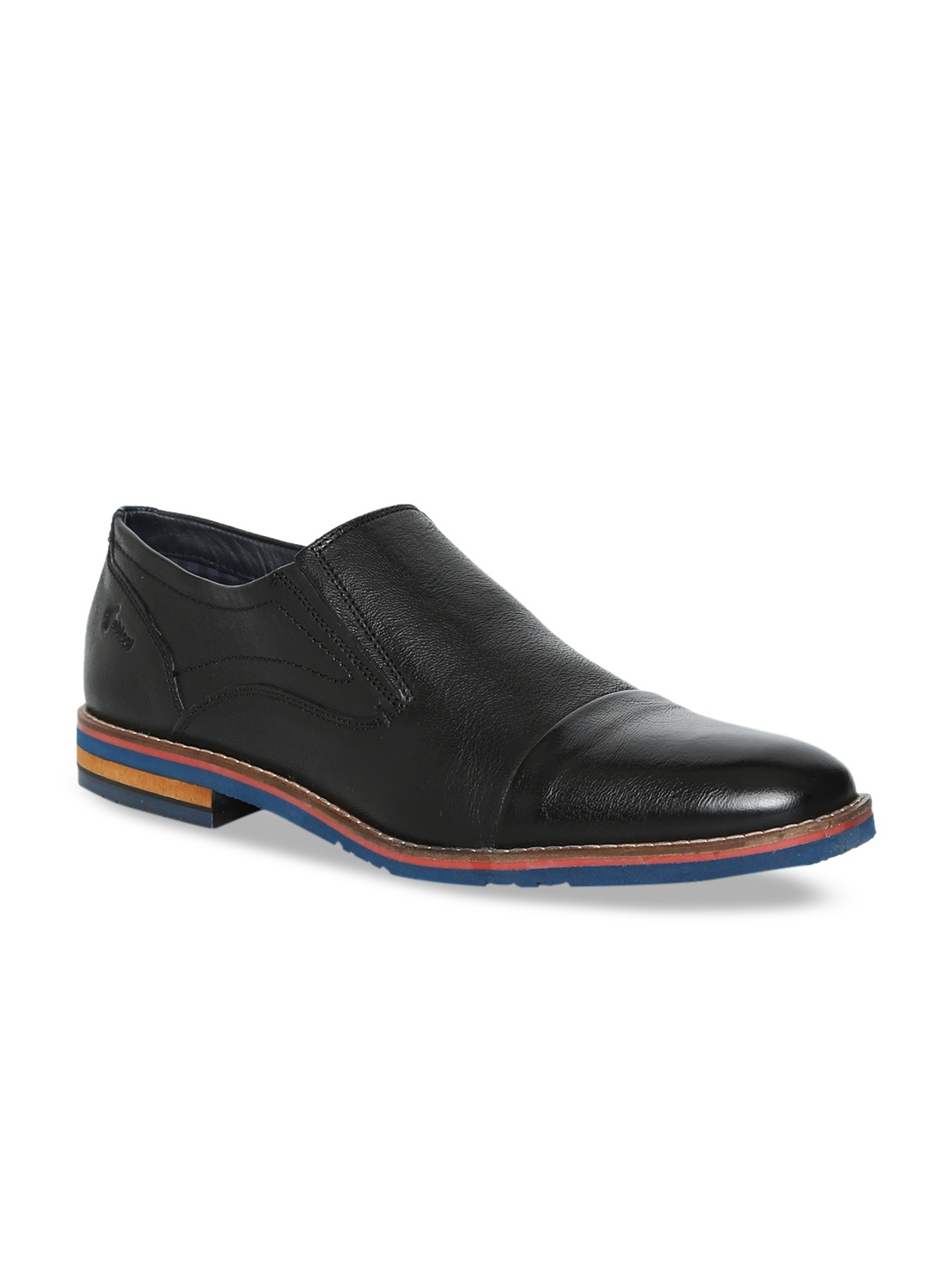 

GABICCI Men Black Solid Fleetwood Royal Leather Formal Slip-Ons