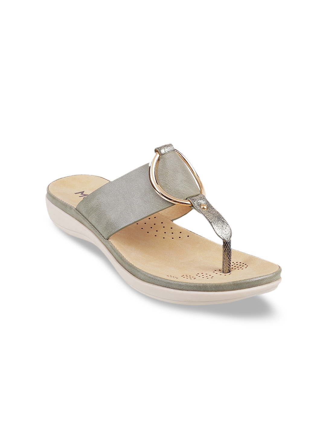 

Mochi Women Silver-Toned Embellished Open Toe Flats