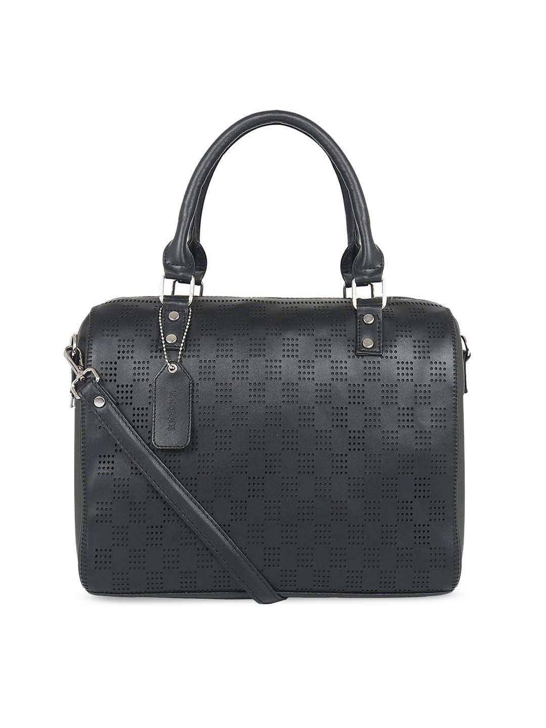 

Toteteca Black Textured Handheld Bag