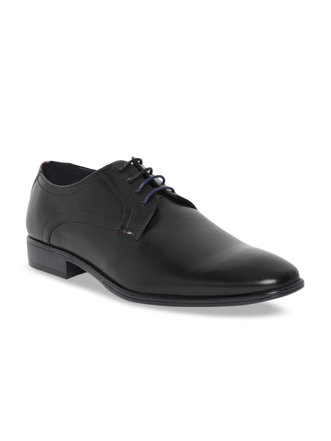 

GABICCI Men Black Solid Peters Chequers Leather Formal Derbys