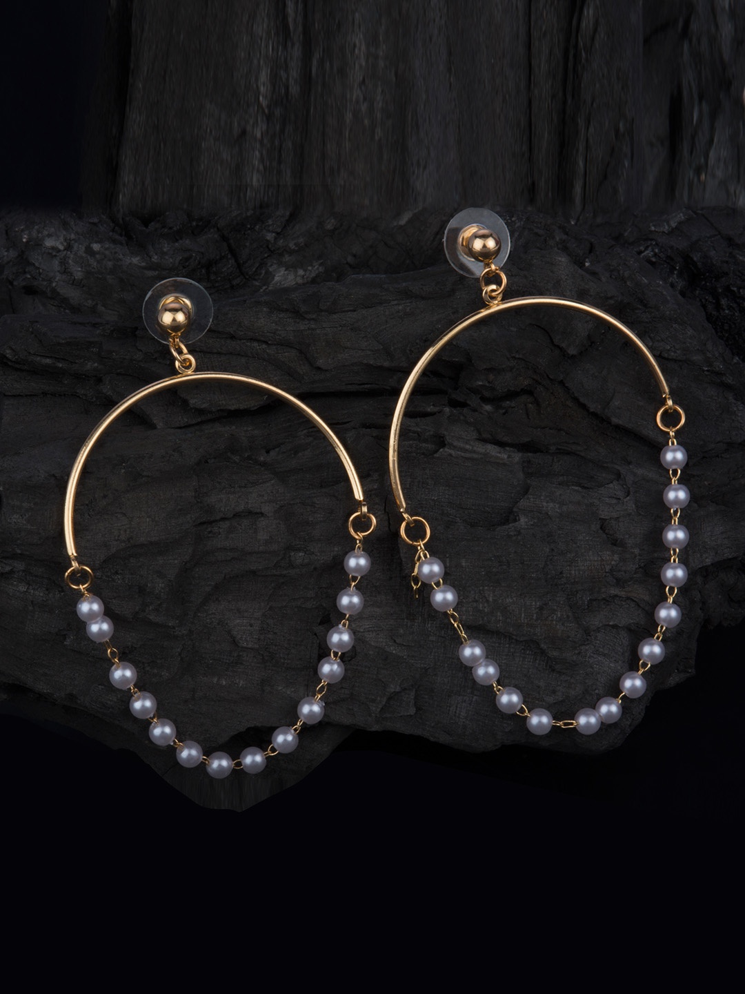 

E2O Gold-Plated Oval Drop Earrings