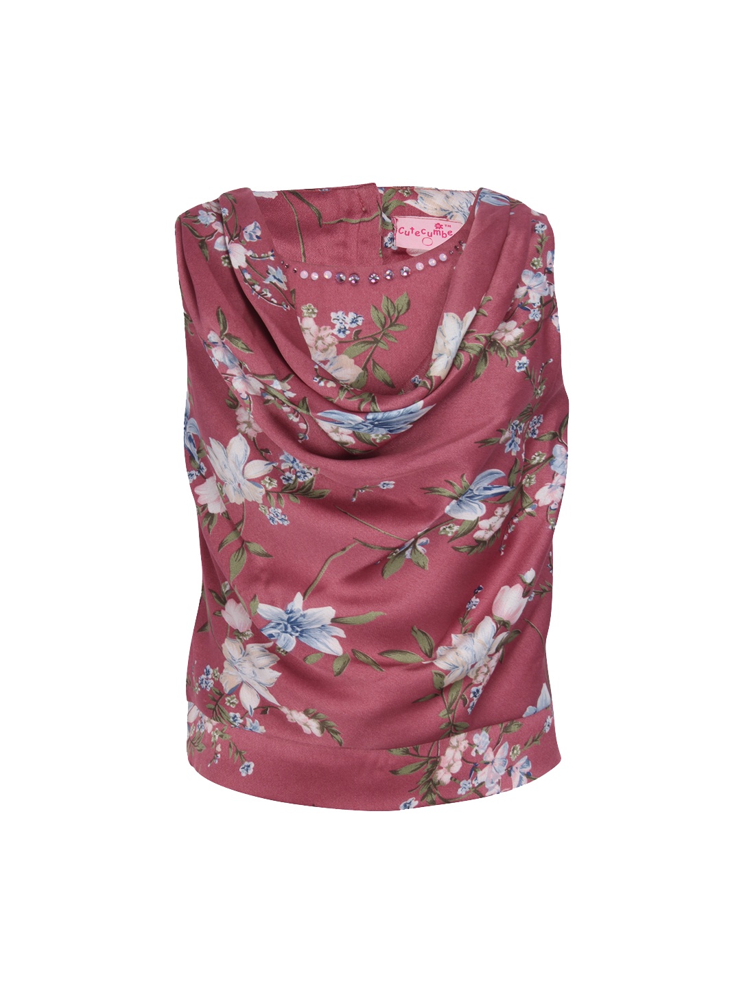

CUTECUMBER Girls Pink & Green Printed Top