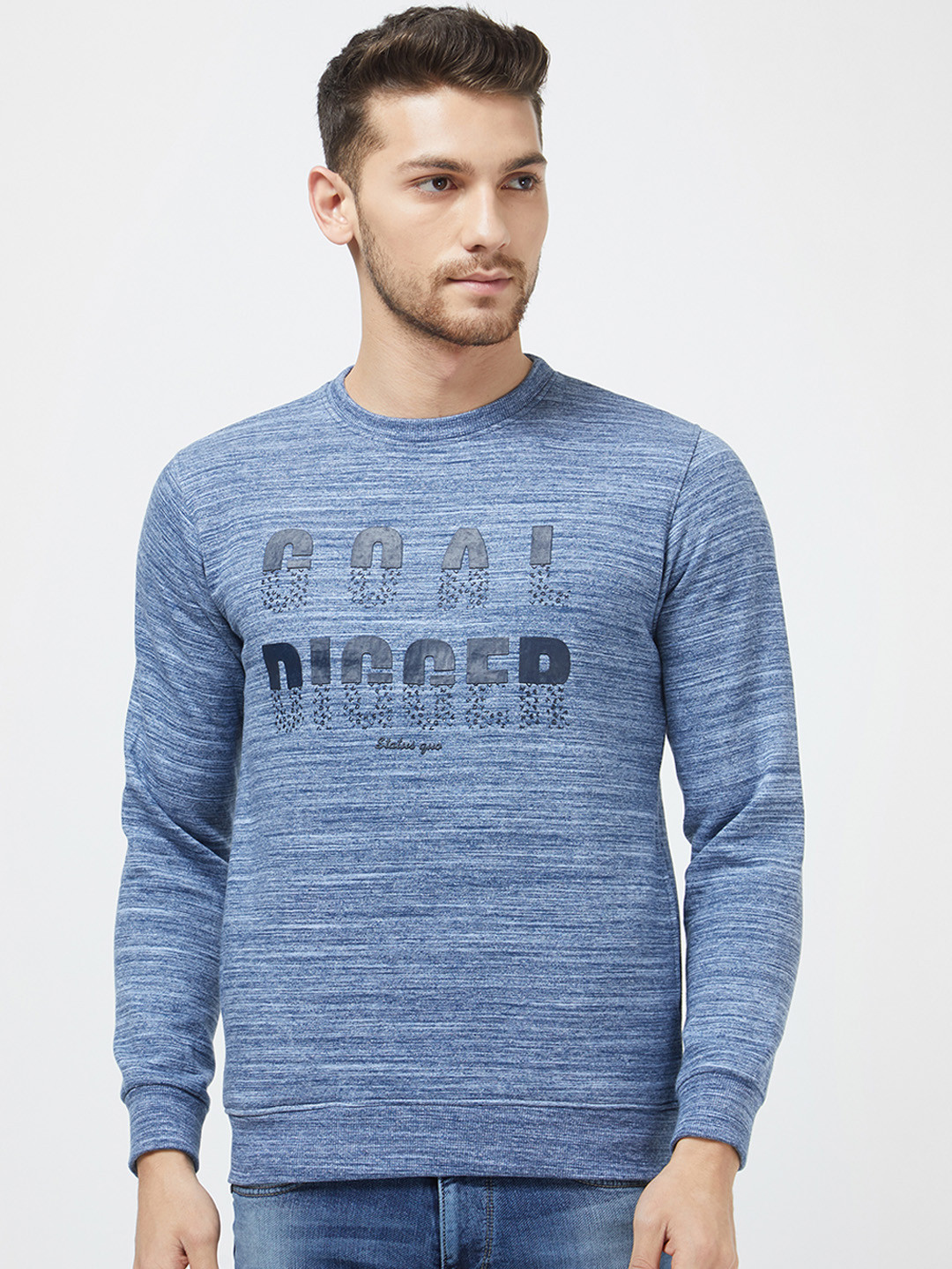 

Status Quo Men Blue Printed Sweatshirt