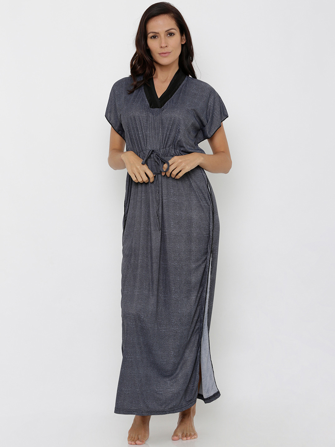 

Pretty Awesome Grey Solid Kaftan Nightdress