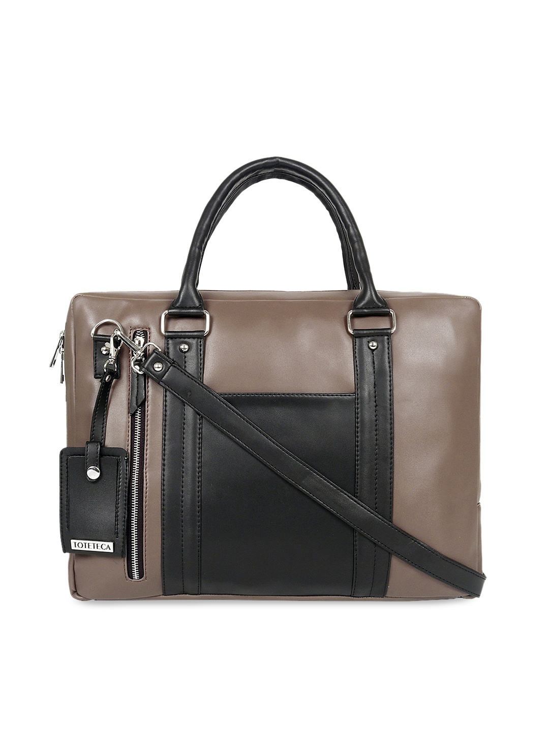 

Toteteca Unisex Brown & Black Colourblocked Laptop Bag