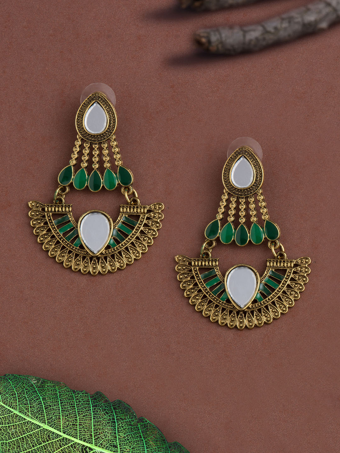 

E2O Gold-Plated Crescent Shaped Drop Earrings