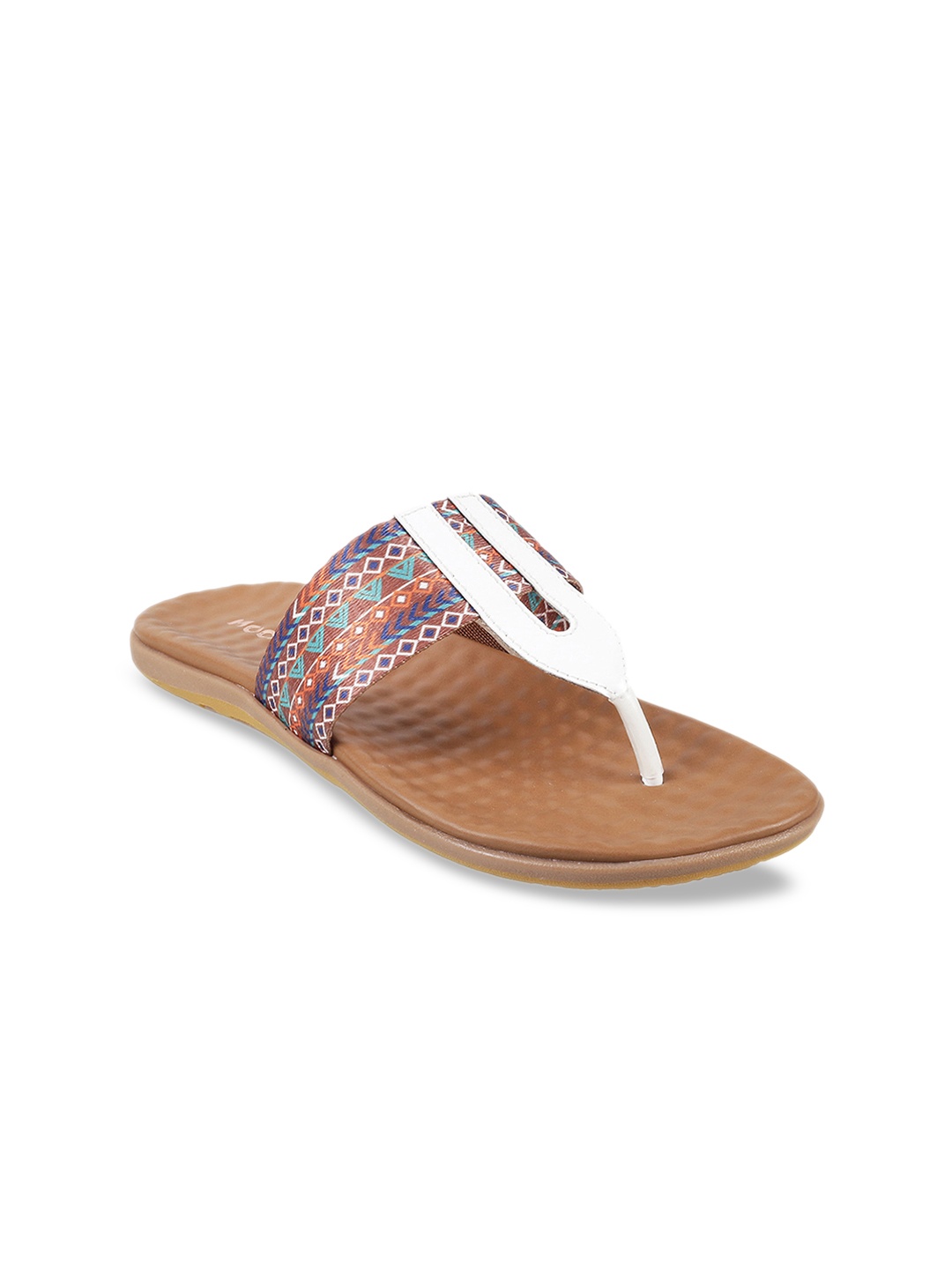 

Mochi Women Tan Brown Printed Open Toe Flats