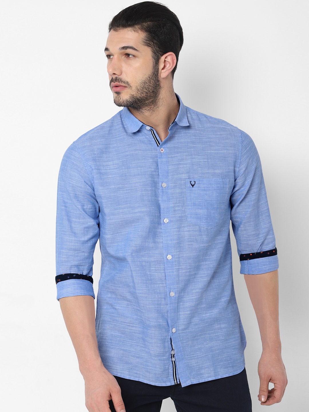 

Allen Solly Men Blue Slim Fit Solid Casual Shirt