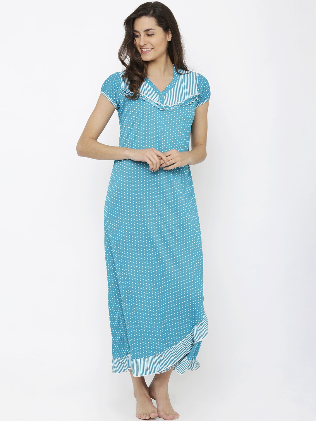 

Pretty Awesome Blue Printed Nightdress