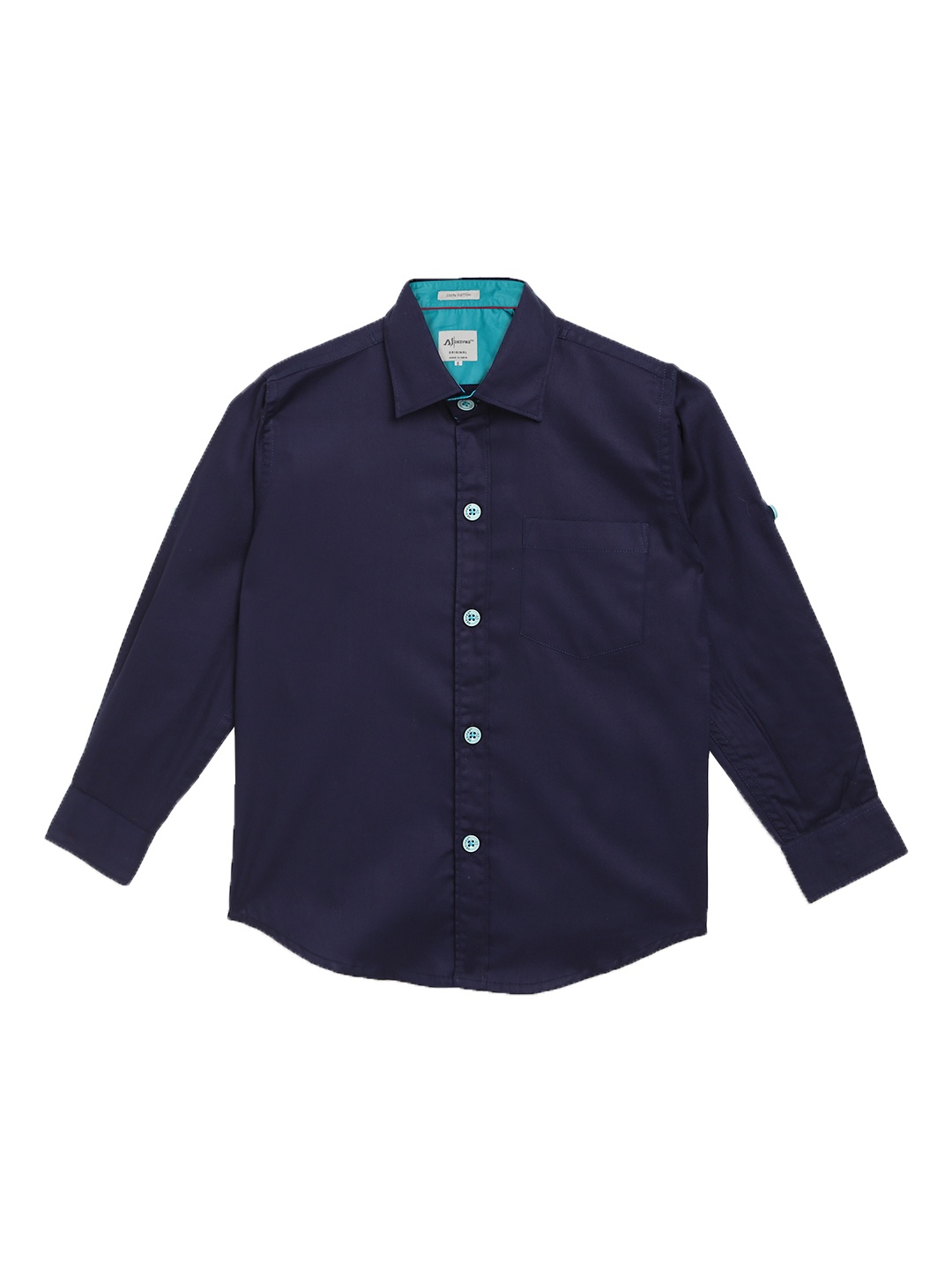 

Aj DEZInES Boys Navy Blue Comfort Regular Fit Solid Casual Shirt