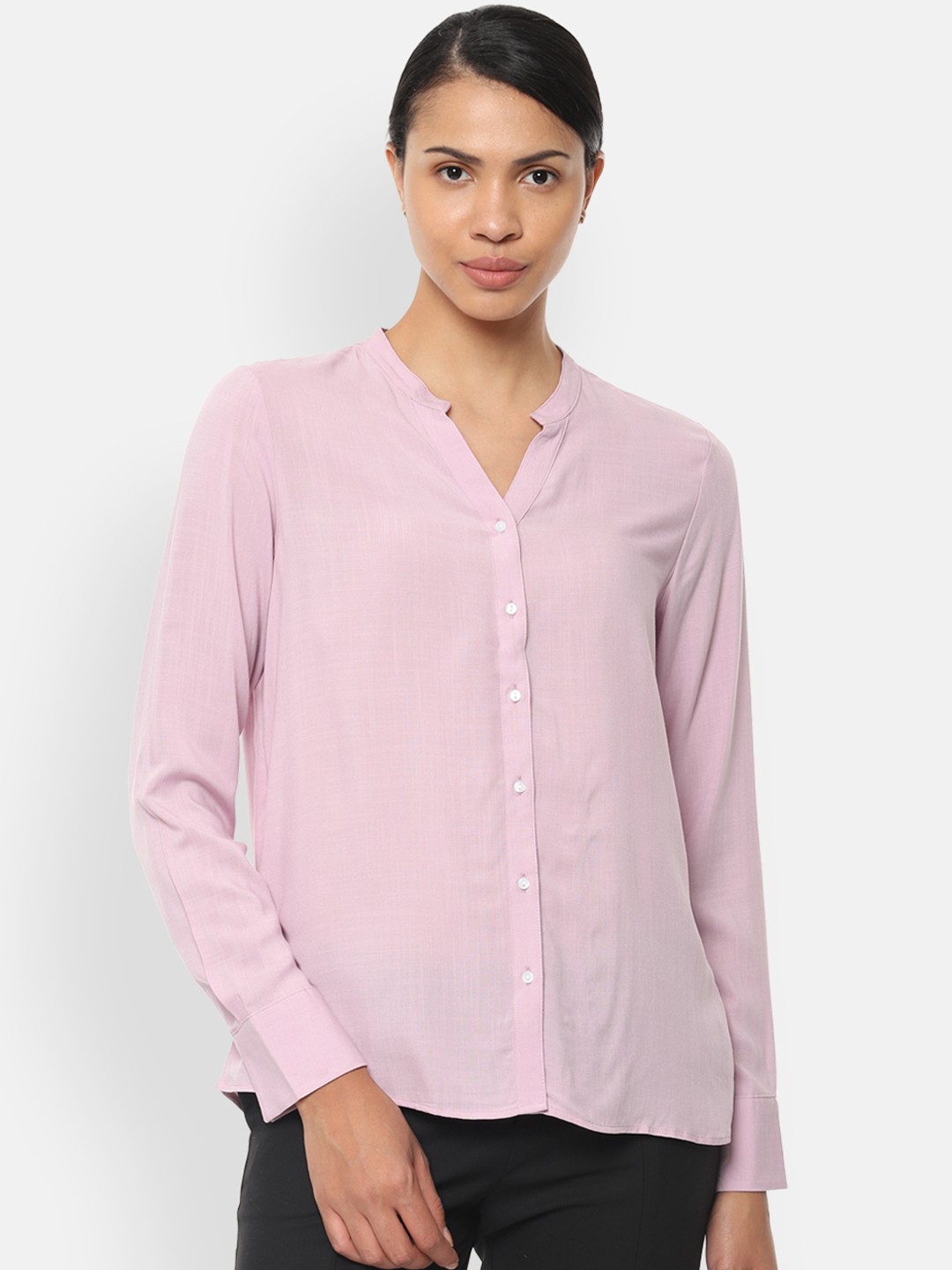 

Van Heusen Woman Pink Regular Fit Solid Casual Shirt