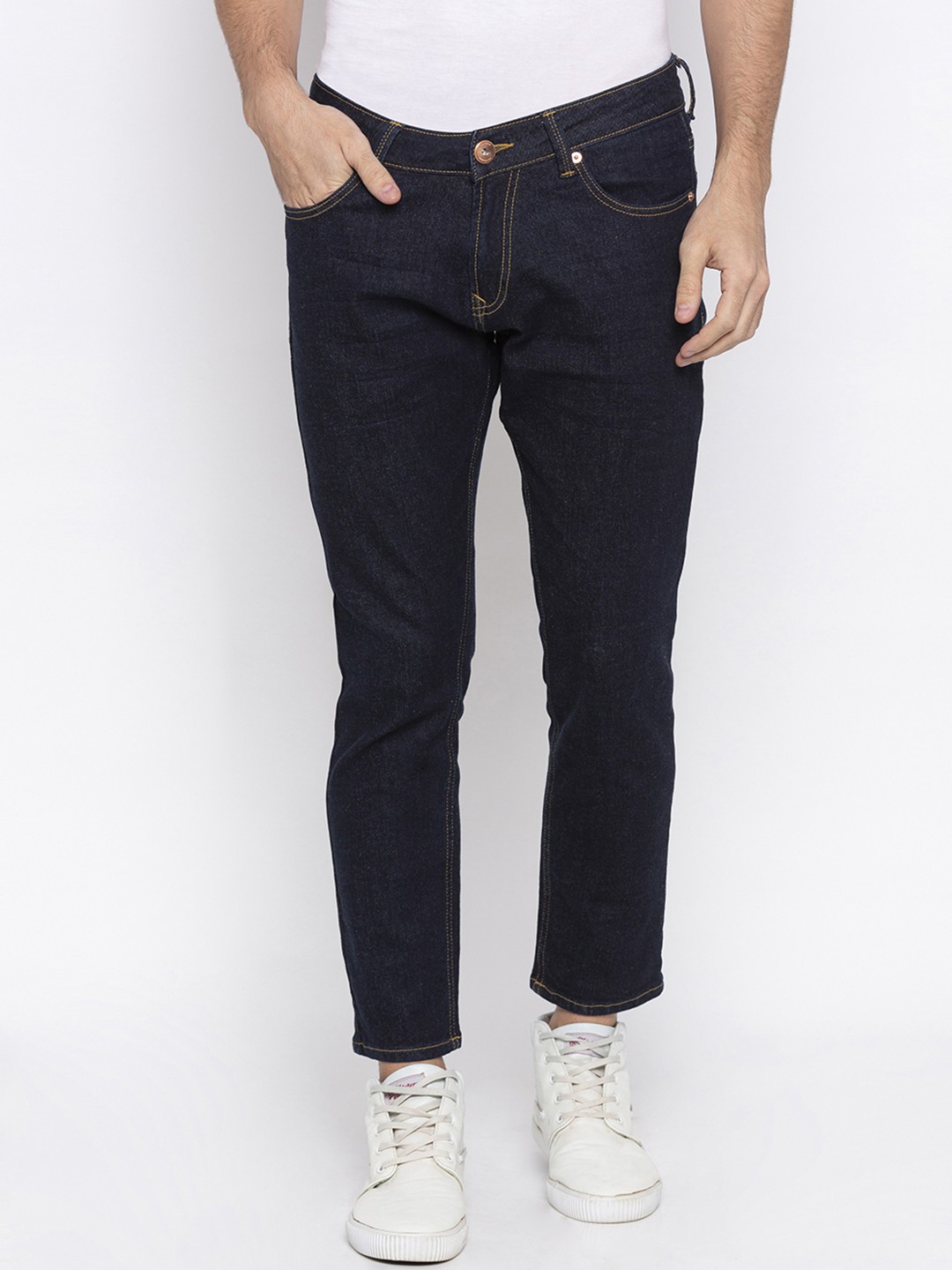 

SPYKAR Men Navy Blue Tapered Fit Mid-Rise Clean Look Jeans