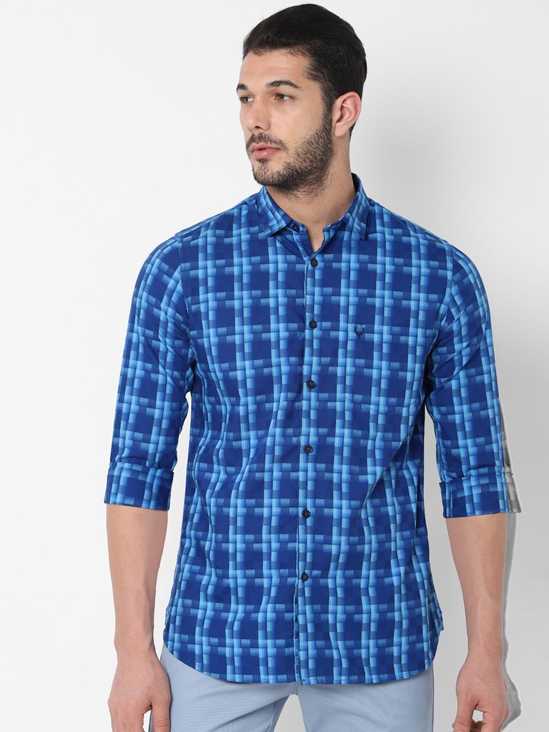 

Allen Solly Men Blue Slim Fit Checked Casual Shirt