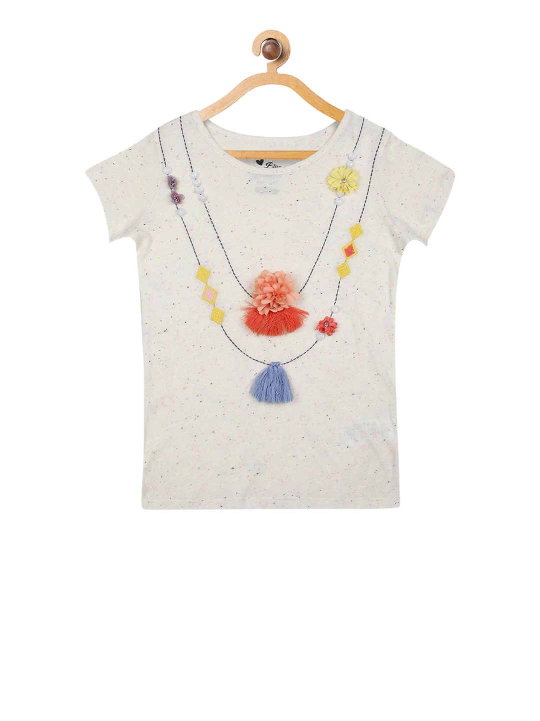 

Blue Giraffe Girls Off-White Solid Round Neck T-shirt