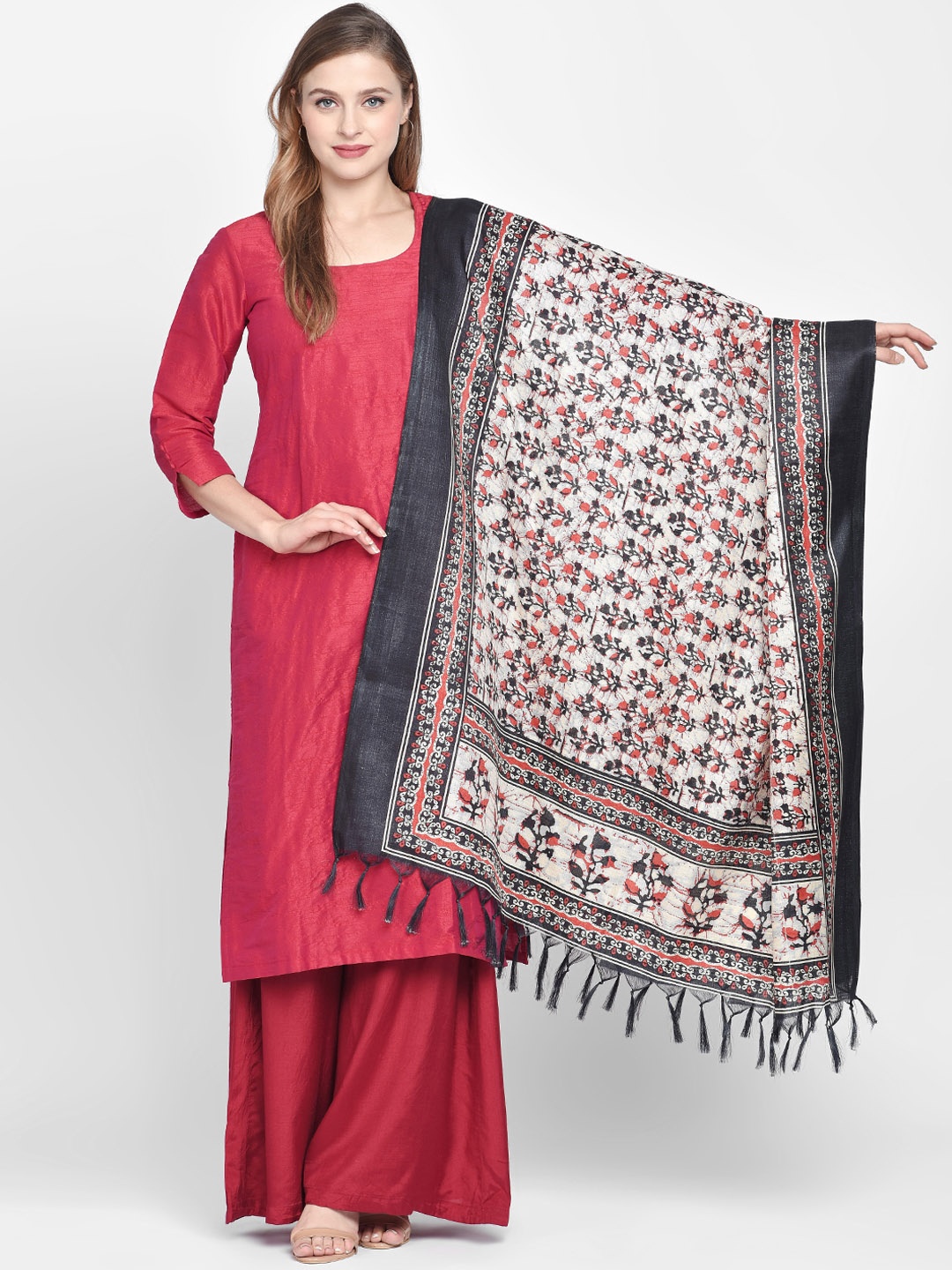 

Dupatta Bazaar Red & Black Printed Dupatta