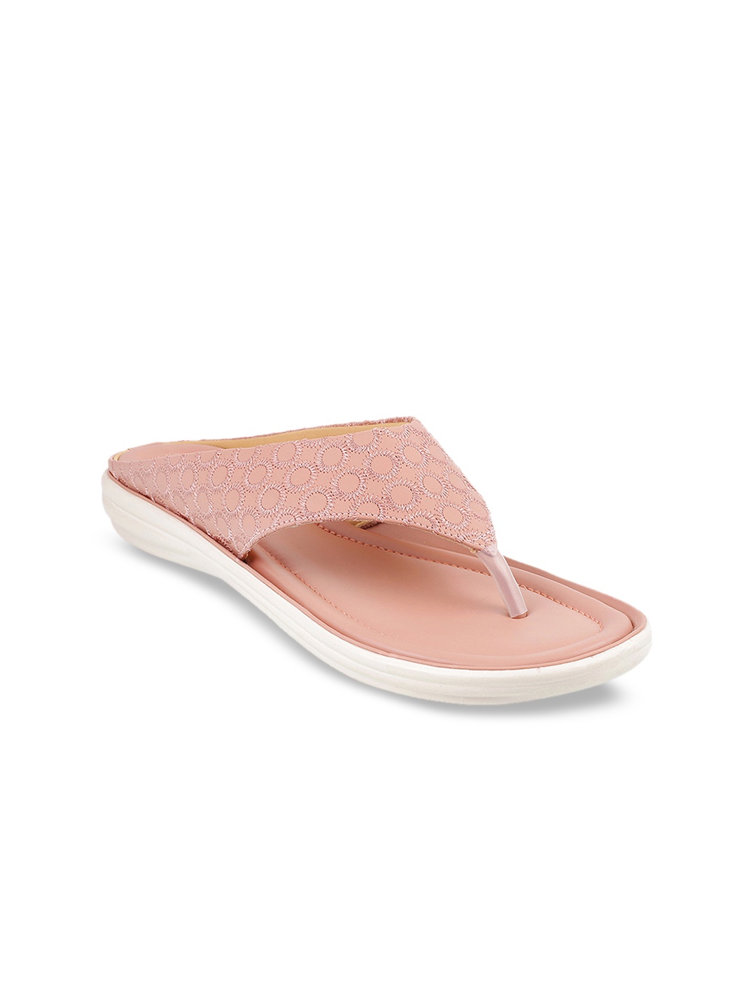

WALKWAY by Metro Women Pink Woven Design T-Strap Flats
