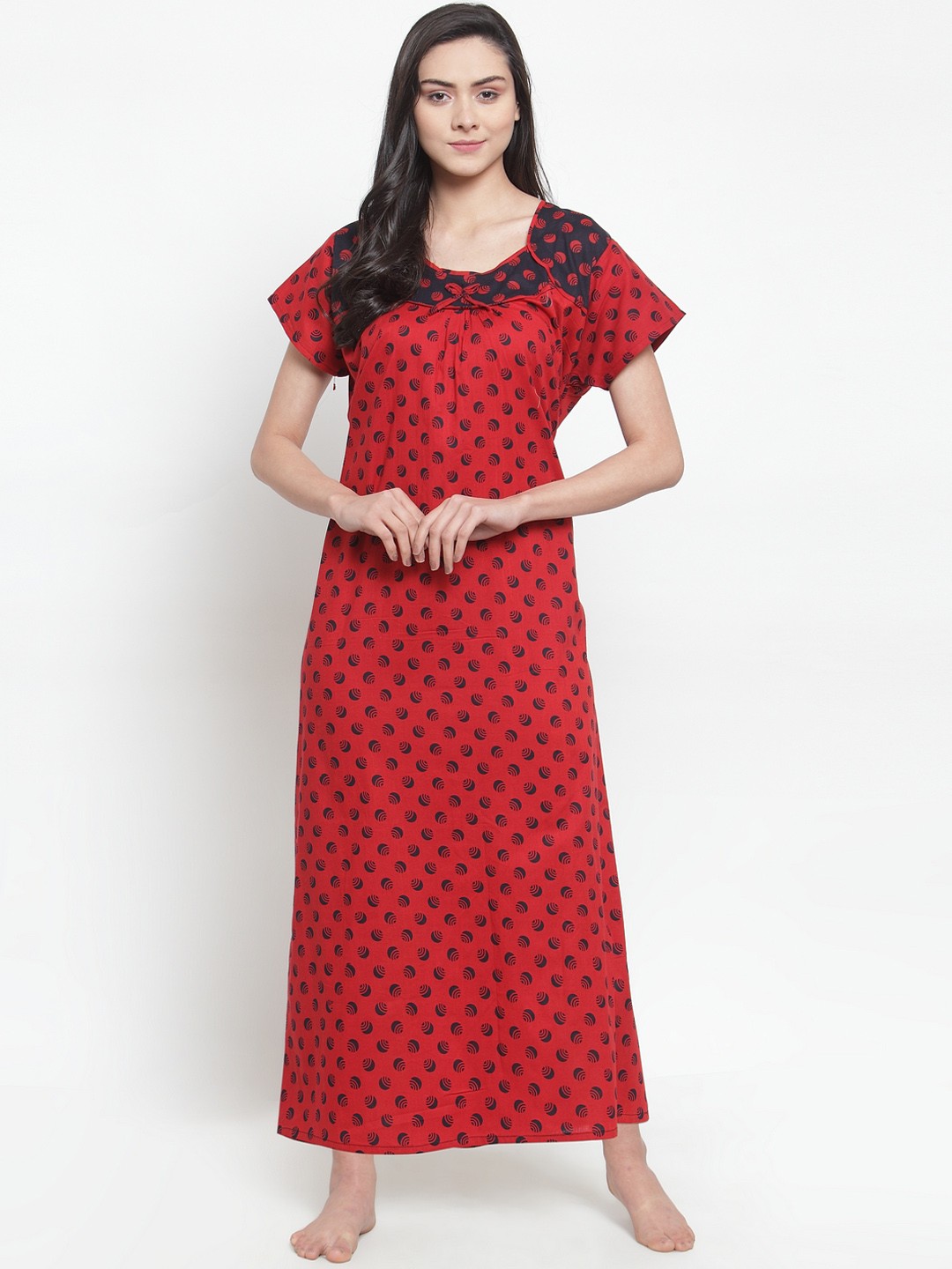 

Secret Wish Red & Black Printed Nightdress