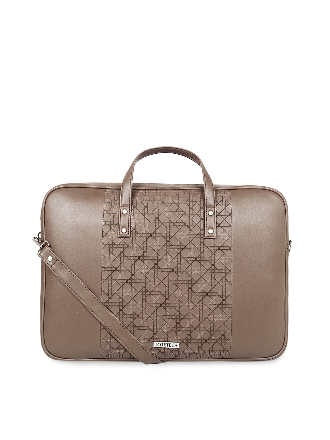 Toteteca Women Brown Checked Laptop Bag