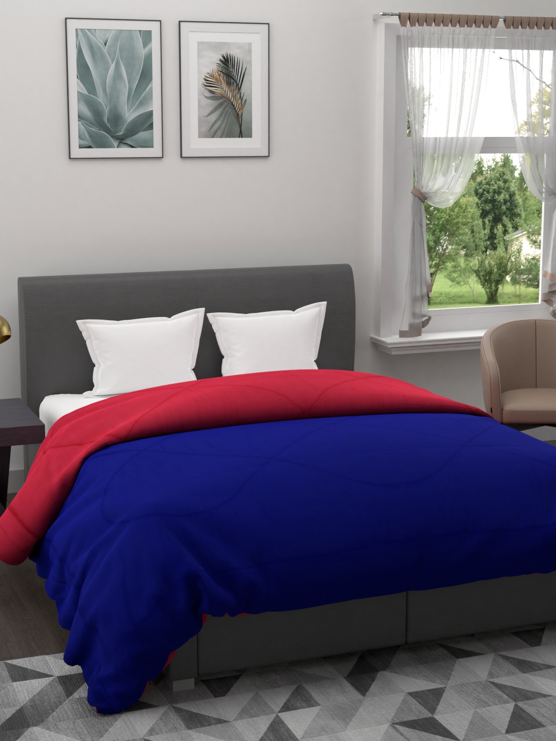 

Clasiko Blue & Pink Solid AC Room 233 GSM Double Bed Comforter