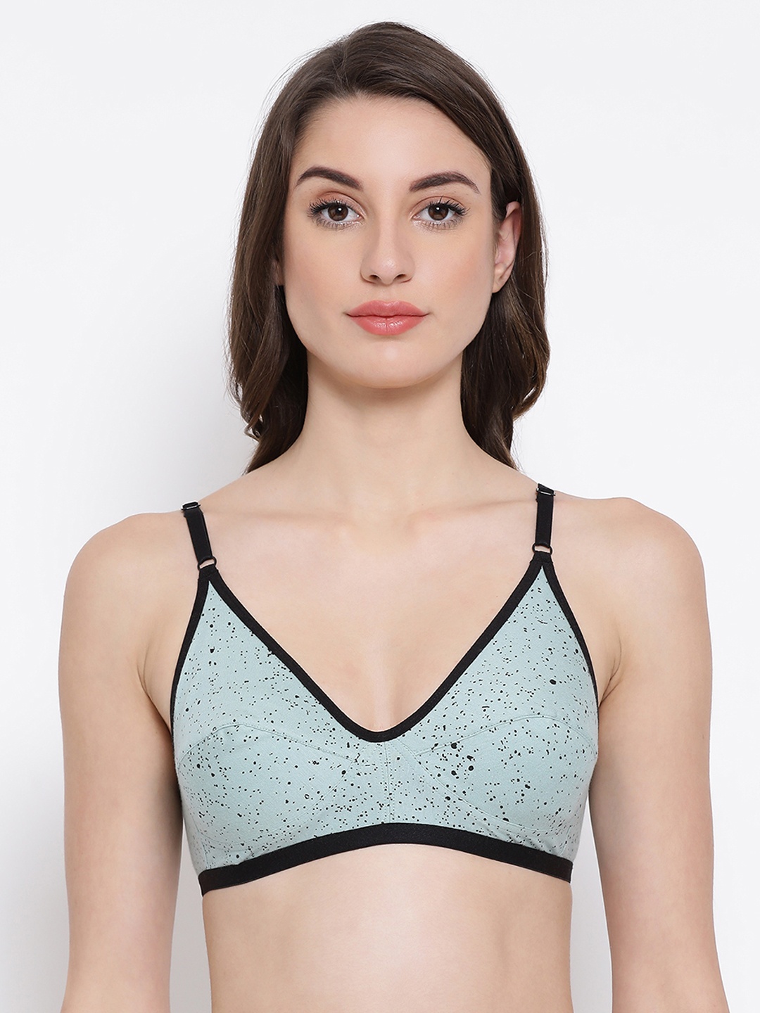 

Clovia Green & Black Printed Non-Wired Non Padded Everyday Bra BR0227K113