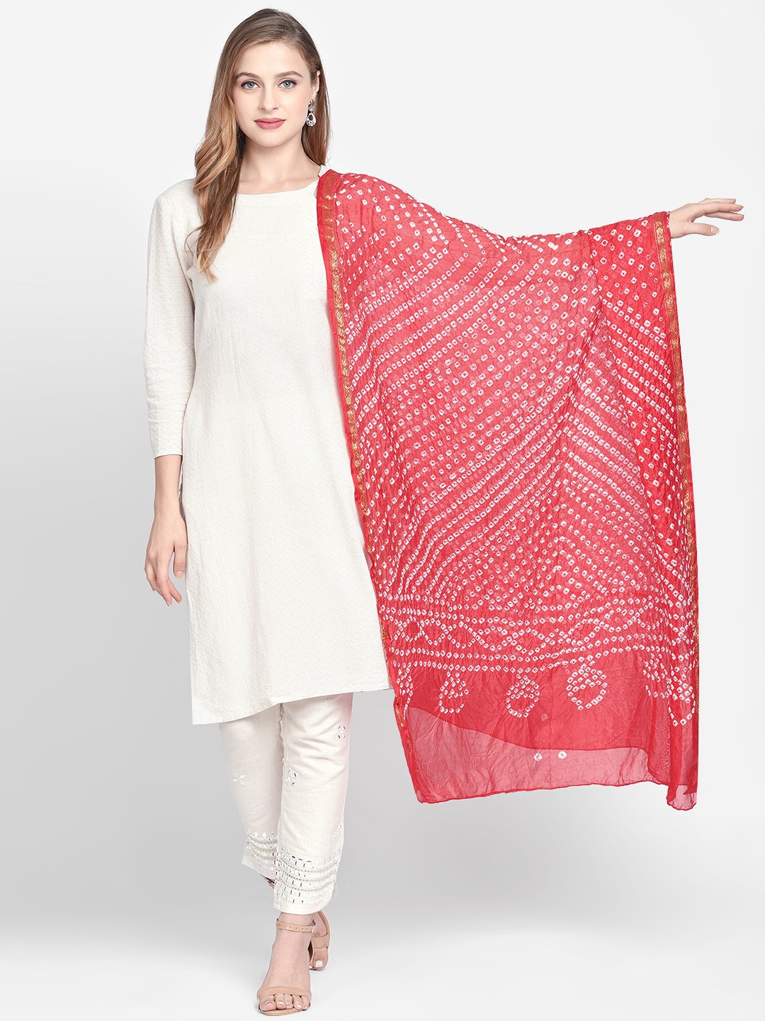 

Dupatta Bazaar Red & White Dyed Dupatta