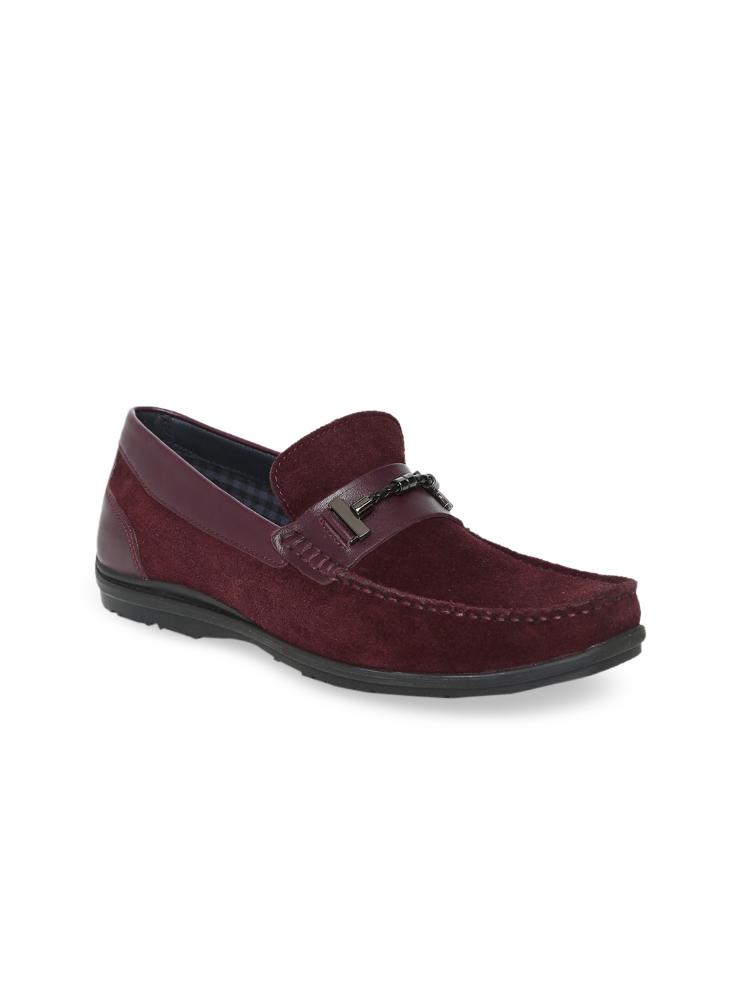 

GABICCI Men Burgundy Leather Colourblocked Loafers