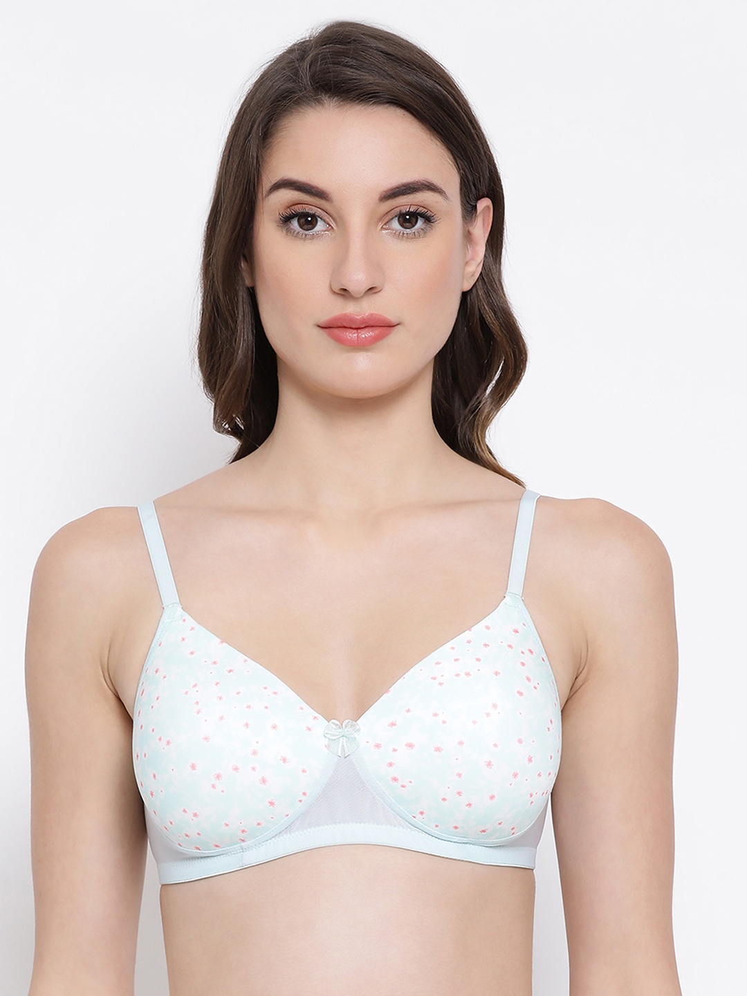

Clovia Blue Printed Non-Wired Lightly Padded T-shirt Bra BR1849P0332B