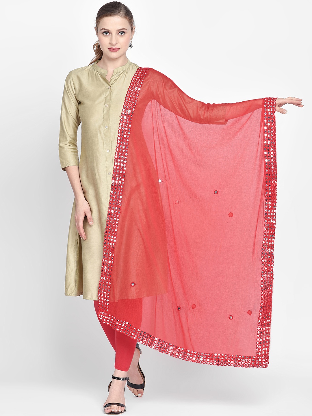 

Dupatta Bazaar Red Solid Dupatta