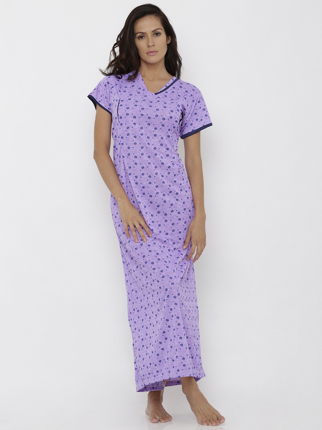 

Pretty Awesome Lavender Printed Maternity Nightdress