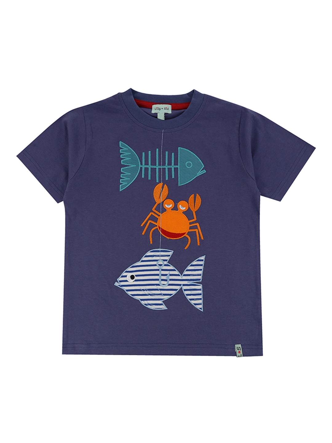 

Lilly and Sid Boys Navy Blue Printed Round Neck Organic Cotton T-shirt