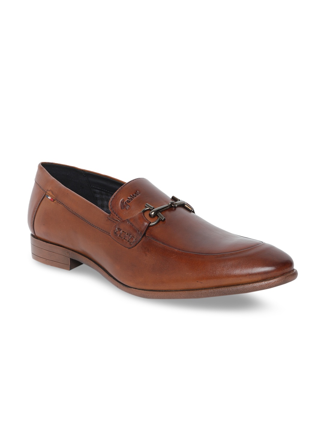 

GABICCI Men Tan Brown Solid Donny Thames Leather Formal Slip-Ons