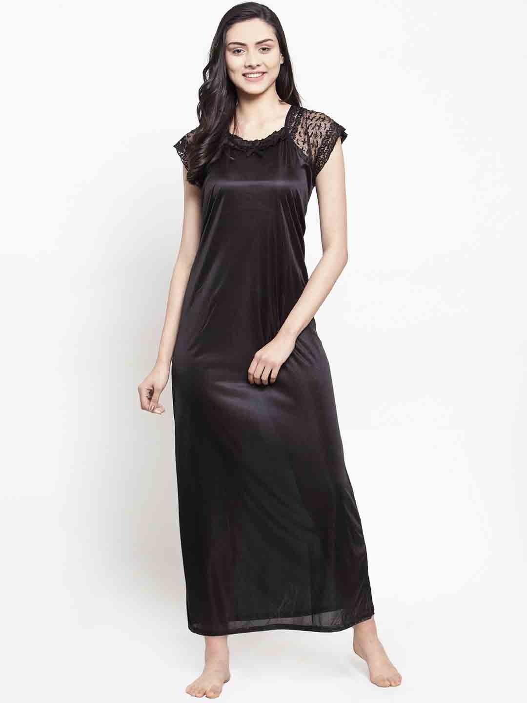 

Secret Wish Black Solid Nightdress